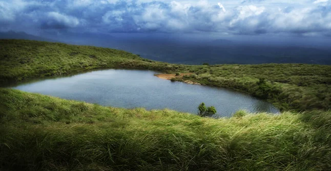 Heart shaped lake at Chembra Peak trekking - Best Place To Stay In Wayanad for adventure